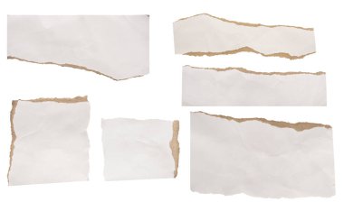 beyaz arkaplanda izole edilmiş beyaz kağıt gözyaşı kümesi koleksiyonu