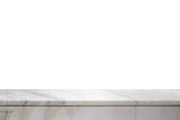 Tischplatte Aus Weißem Marmor Isoliert Auf Weißem Hintergrund Zur Produktpräsentation Stockfoto
