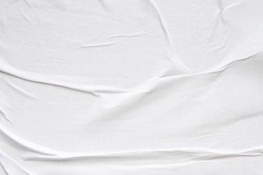 Beyaz boş buruşmuş ve buruşmuş kağıt poster dokusu arka planı