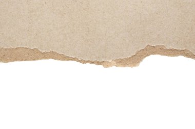 Gri yırtılmış kağıt kenarları beyaz arkaplanda izole edilmiş.
