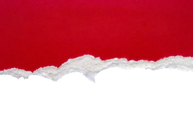 Red ripped paper torn edges strips isolated on white background