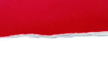 Red ripped paper torn edges strips isolated on white background