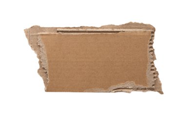 Kahverengi karton kağıt parçası beyaz arkaplanda izole