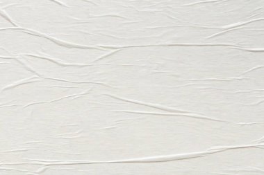 Beyaz boş buruşmuş ve buruşmuş kağıt poster dokusu arka planı