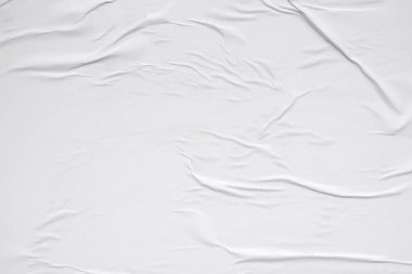 Beyaz boş buruşmuş ve buruşmuş kağıt poster dokusu arka planı