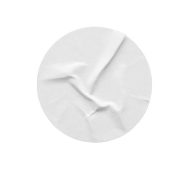 Beyaz arkaplanda izole edilmiş boş beyaz yuvarlak kağıt etiketi