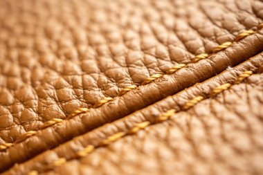 lüks kahverengi deri çanta dokusu dikişli.