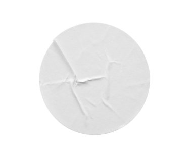 Beyaz arkaplanda izole edilmiş boş beyaz yuvarlak kağıt etiketi