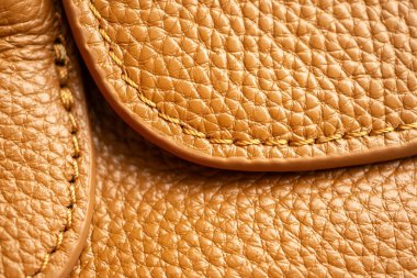 lüks kahverengi deri çanta dokusu dikişli.