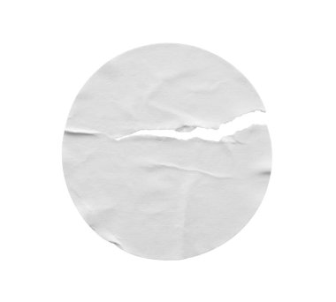 Boş beyaz yuvarlak yırtık kağıt etiketi beyaz arkaplanda izole