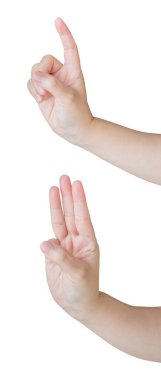 Kadın el hareketi beyaz arkaplanda izole edildi