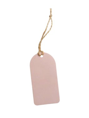 Beyaz arkaplanda izole edilmiş dizgi ile bağlanmış boş fiyat etiketi