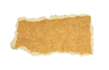 beyaz arkaplanda izole edilmiş kahverengi kağıt yırtığı