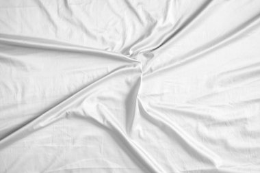 Soyut beyaz kırışık yatak örtüsü kumaş dokusu arka planı