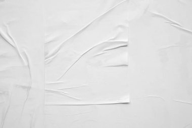 beyaz buruşmuş ve buruşmuş kağıt poster dokusu arkaplanı