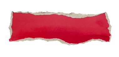 beyaz arkaplanda izole edilmiş kırmızı karton kağıt yırtığı