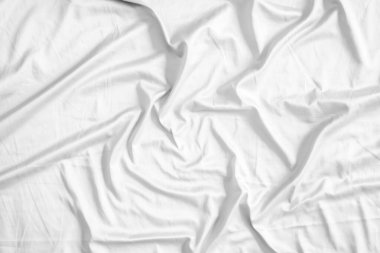 Soyut beyaz kırışık yatak örtüsü kumaş dokusu arka planı
