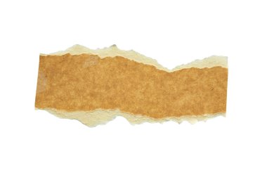 beyaz arkaplanda izole edilmiş kahverengi kağıt yırtığı