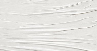 Beyaz boş buruşmuş ve buruşmuş kağıt poster dokusu arka planı