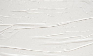 Beyaz boş buruşmuş ve buruşmuş kağıt poster dokusu arka planı