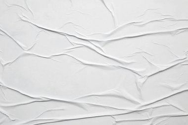 beyaz buruşmuş ve buruşmuş buruşuk kağıt poster arkaplanı