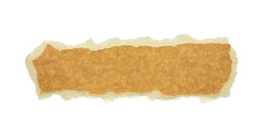 beyaz arkaplanda izole edilmiş kahverengi kağıt yırtığı