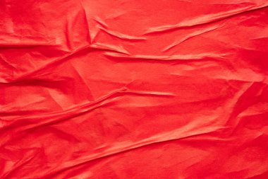 Boş kırmızı buruşmuş ve buruşmuş kağıt poster dokusu arkaplanı