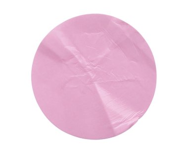 Beyaz arkaplanda izole edilmiş boş pembe yuvarlak yapıştırıcı etiketi