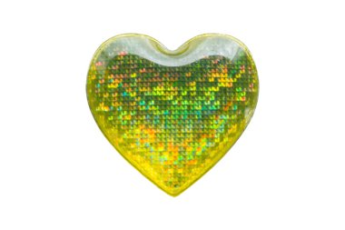 Kalp şekli hologram etiketi beyaz arkaplanda izole edildi