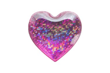 Kalp şekli hologram etiketi beyaz arkaplanda izole edildi