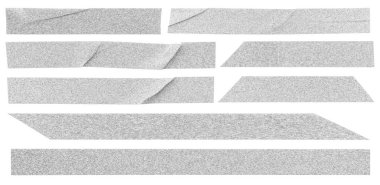 Gümüş renkli şerit beyaz arkaplanda izole edilmiş.