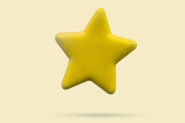 Sarı arkaplanda uçan sarı yıldız şekli etiketi