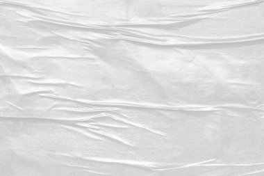 Beyaz boş buruşmuş ve buruşmuş kağıt poster dokusu arka planı
