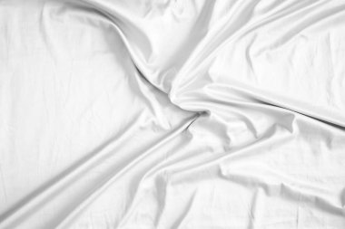Soyut beyaz kırışık yatak örtüsü kumaş dokusu arka planı
