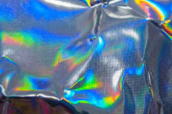 Holografik gökkuşağı buruşmuş folyo yanardöner doku soyut hologram arkaplan