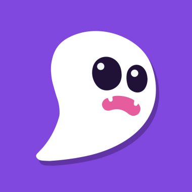 Mor arka planda şirin bir çizgi film hayaleti..