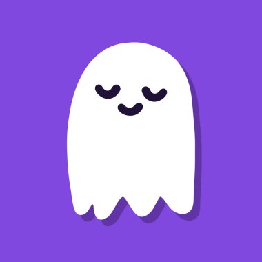 Mor arka planda şirin bir çizgi film hayaleti..