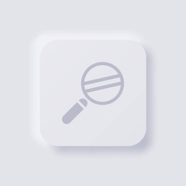 Büyütme cam simgesi, Beyaz Neumorfizm yumuşak Web tasarımı, Uygulama UI ve daha fazlası için UI Tasarımı, Düğme, Vektör.