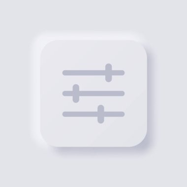Ayarlama ve kontrol simgesi, Beyaz Neumorfizm yumuşak Web tasarımı, Uygulama UI ve daha fazlası için UI Tasarımı, Düğme, Vektör.