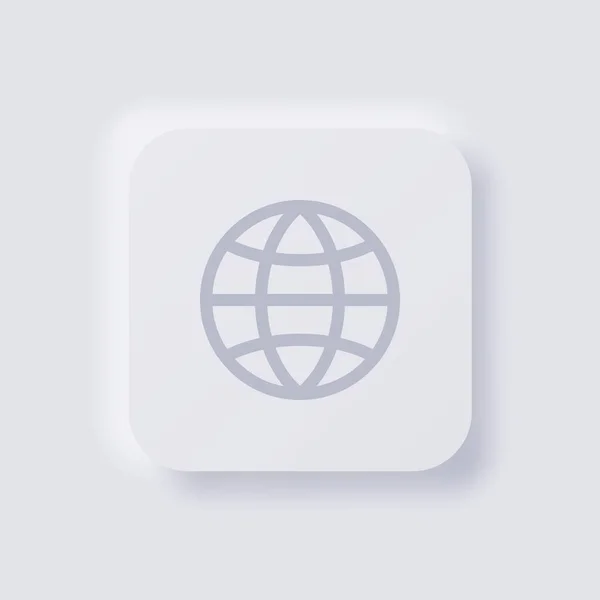 Globe Icon White Neumorphism Weiches Design Für Webdesign Application Und — Stockvektor