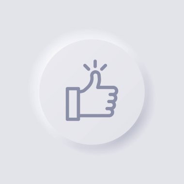 Başparmak yukarı simgesi, Beyaz Neumorfizm yumuşak Web tasarımı, Uygulama UI ve daha fazlası için UI Tasarımı, Düğme, Vektör.