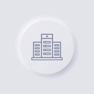 Hastane simgesi, Beyaz Neumorfizm yumuşak Web tasarımı için UI Tasarımı, Uygulama Kullanıcı Arayüzü ve daha fazlası, Düğme, Vektör.