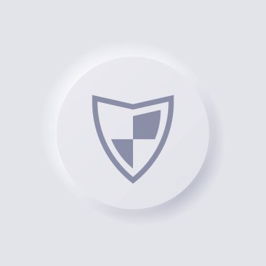 Kalkan simgesi, Beyaz Neumorfizm Web tasarımı için yumuşak UI Tasarımı, Uygulama UI ve daha fazlası, Düğme, Vektör.