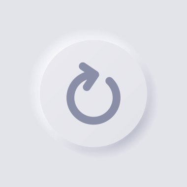 Dairesel ok simgesi, Beyaz Neumorfizm Web tasarımı için yumuşak UI Tasarımı, Uygulama UI ve daha fazlası, Düğme, Vektör.