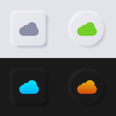 Bulut simgesi seti, Çokrenkli neumorfizm düğmesi Web tasarımı, Uygulama UI ve daha fazlası için yumuşak UI Tasarımı, Düğme, Vektör.
