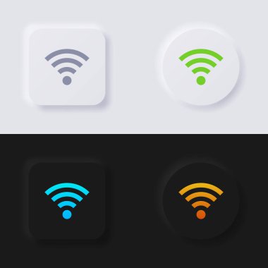 İnternet Sinyal dalga simgesi seti, Çokrenkli neumorfizm düğmesi Web tasarımı için yumuşak UI Tasarımı, Uygulama UI ve daha fazlası, Düğme, Vektör.