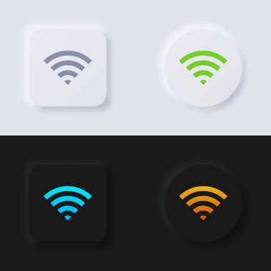 İnternet Sinyal dalga simgesi seti, Çokrenkli neumorfizm düğmesi Web tasarımı için yumuşak UI Tasarımı, Uygulama UI ve daha fazlası, Düğme, Vektör.