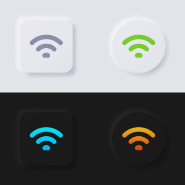 İnternet Sinyal dalga simgesi seti, Çokrenkli neumorfizm düğmesi Web tasarımı için yumuşak UI Tasarımı, Uygulama UI ve daha fazlası, Düğme, Vektör.
