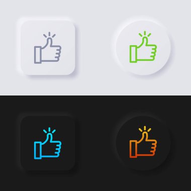 Başparmak yukarı simge seti, Çokrenkli neumorfizm düğmesi Web tasarımı için yumuşak UI Tasarımı, Uygulama UI ve daha fazlası, Düğme, Vektör.