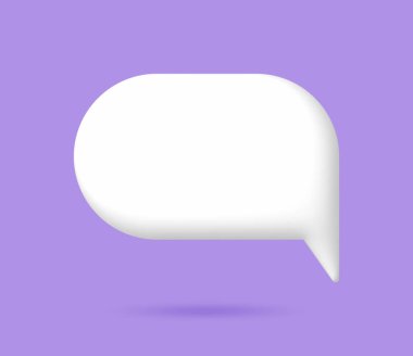 Soluk mor arkaplan üzerinde 3D beyaz konuşma kabarcığı ögeleri, 3D görüntüleme, kırpma yolu dahil.